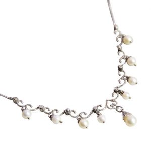 Collana Perle e Diamanti Oro Bianco